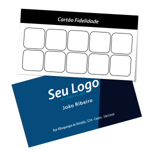 Cartão Fidelidade - 1000 Un. Couchê Brilho 250 gr. 9x5 cm Colorido Frente - Preto Verso - Offset Verniz Brilho Total - Frente Corte Reto 