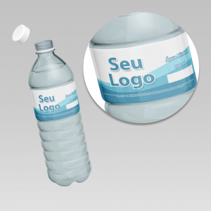 Rótulo Garrafa de Água (500ml) Adesivo Vinilico Brilho 21x4 cm Colorido - Impressão Digital  Corte Reto 